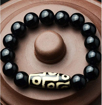 Natural black agate bracelet men and women bracelets ethnic style retro black agate nine eyes beads beads gift jewelry