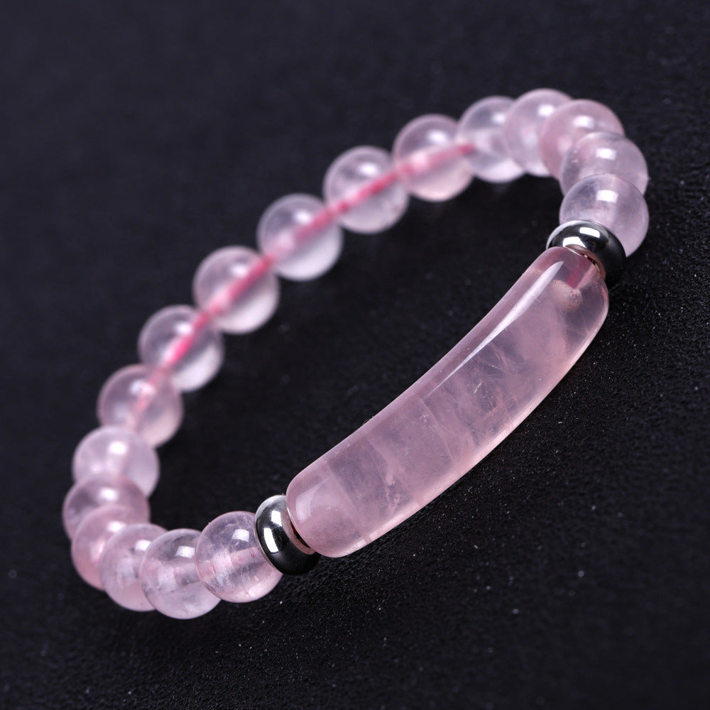 Amazon customized natural pink crystal Bridge bracelet Tiger Eye Stone lvdongling bracelet European and American fashion jewelry