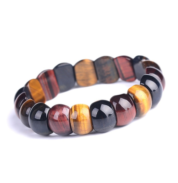 Natural color tiger eye stone tiger eye stone red yellow blue hand row bracelet bracelet men and women couple gift