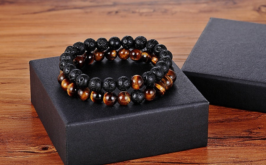 A Set Of Couple Bracelets Natural Stone Yoga Beaded Bracelets