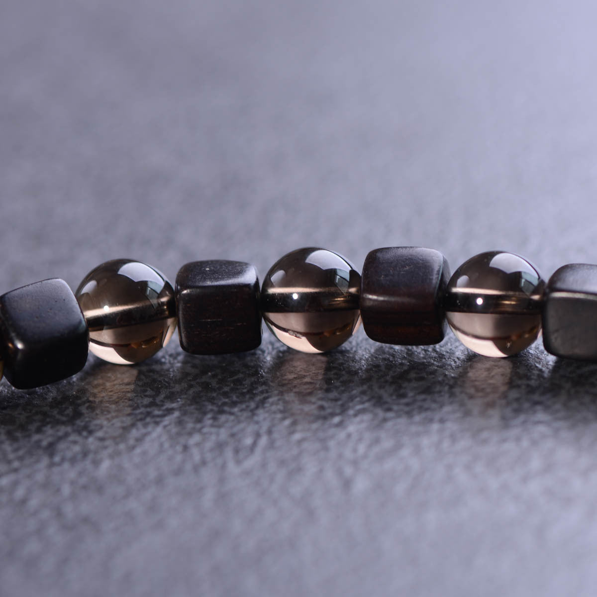 Couples Retro Black Onyx & Smoky Quartz Bracelet Set