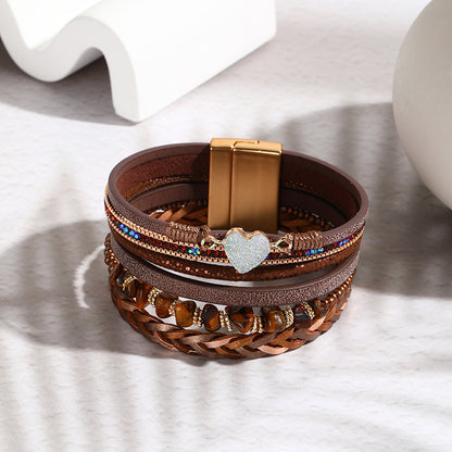 Retro Love Hand-woven Leather Bracelet