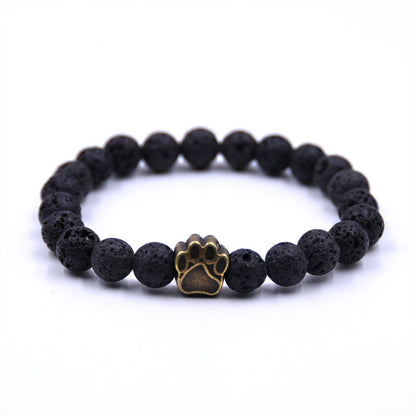 Volcanic Stone Dog Paw Bracelet Tiger Eye Stone